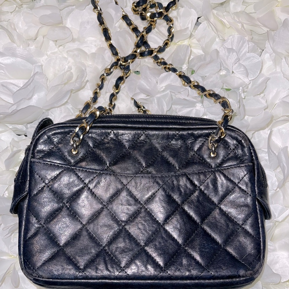 Chanel Matelasse Chain Black Shoulder Bag Vintage With COA